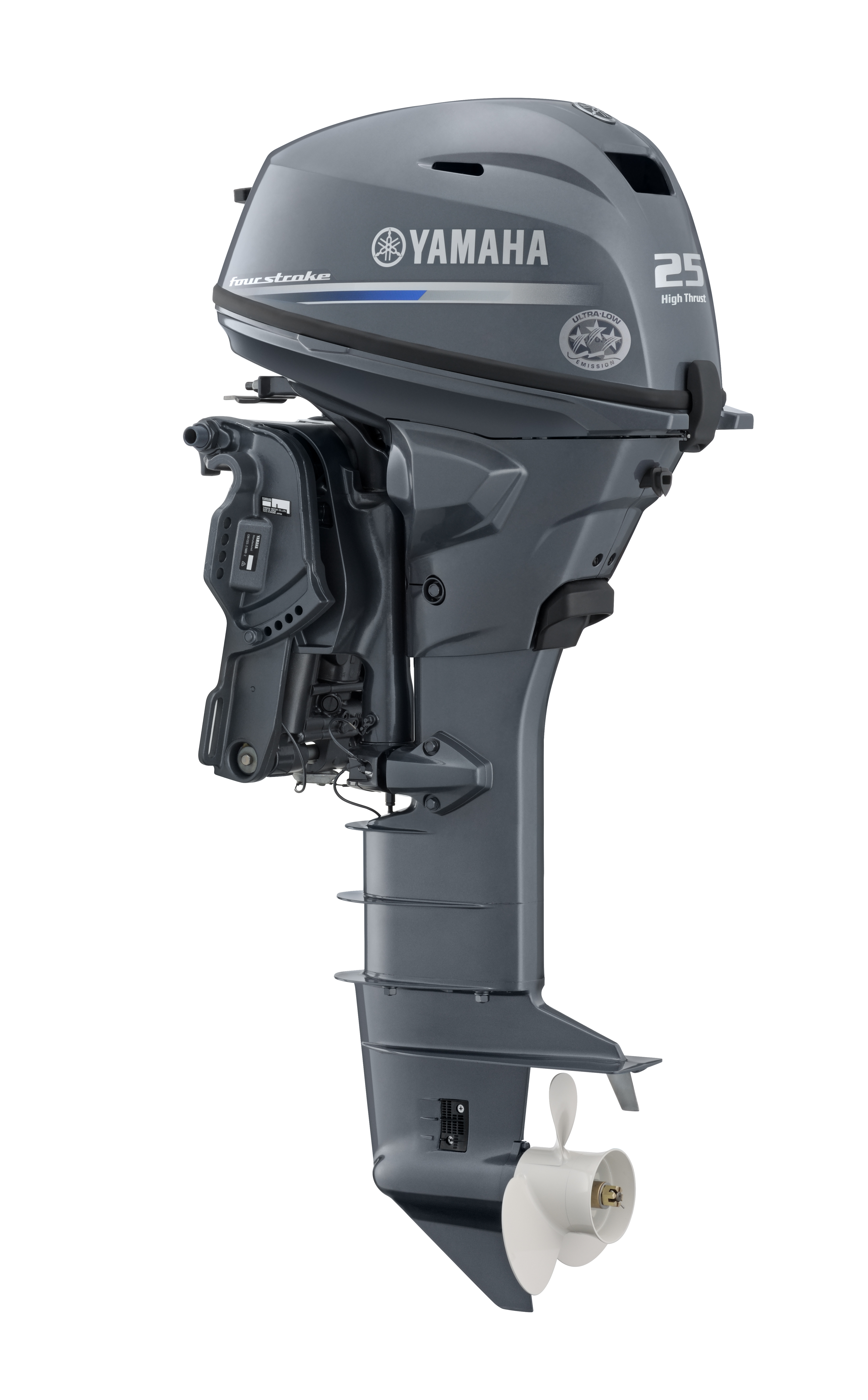 T25LWTC Yamaha Portable Four Stroke 25 HP High Thrust, Long Shaft, Electric/Manual Start, Powered Trim & Tilt System, Multi-Function Tiller Handle or Forward Control